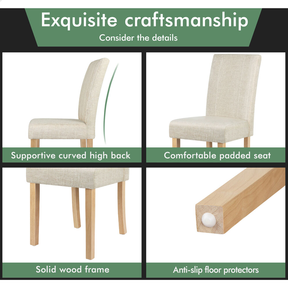 ALFORDSON 2x Dining Chairs Cafe Kitchen Chair Retro High-Back Wood Fabric Beige