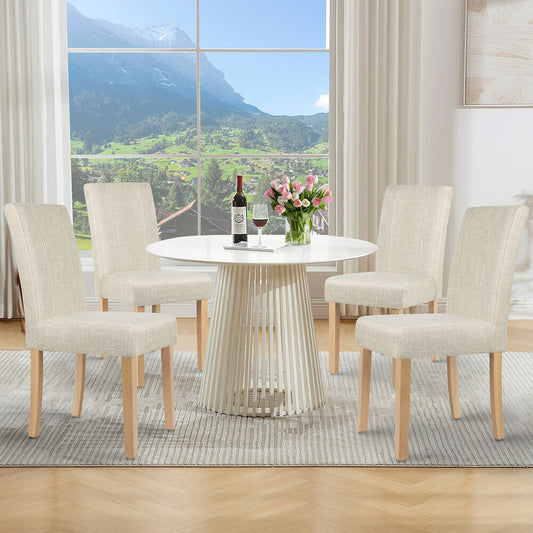 ALFORDSON 4x Dining Chairs Cafe Kitchen Chair Retro High-Back Wood Fabric Beige