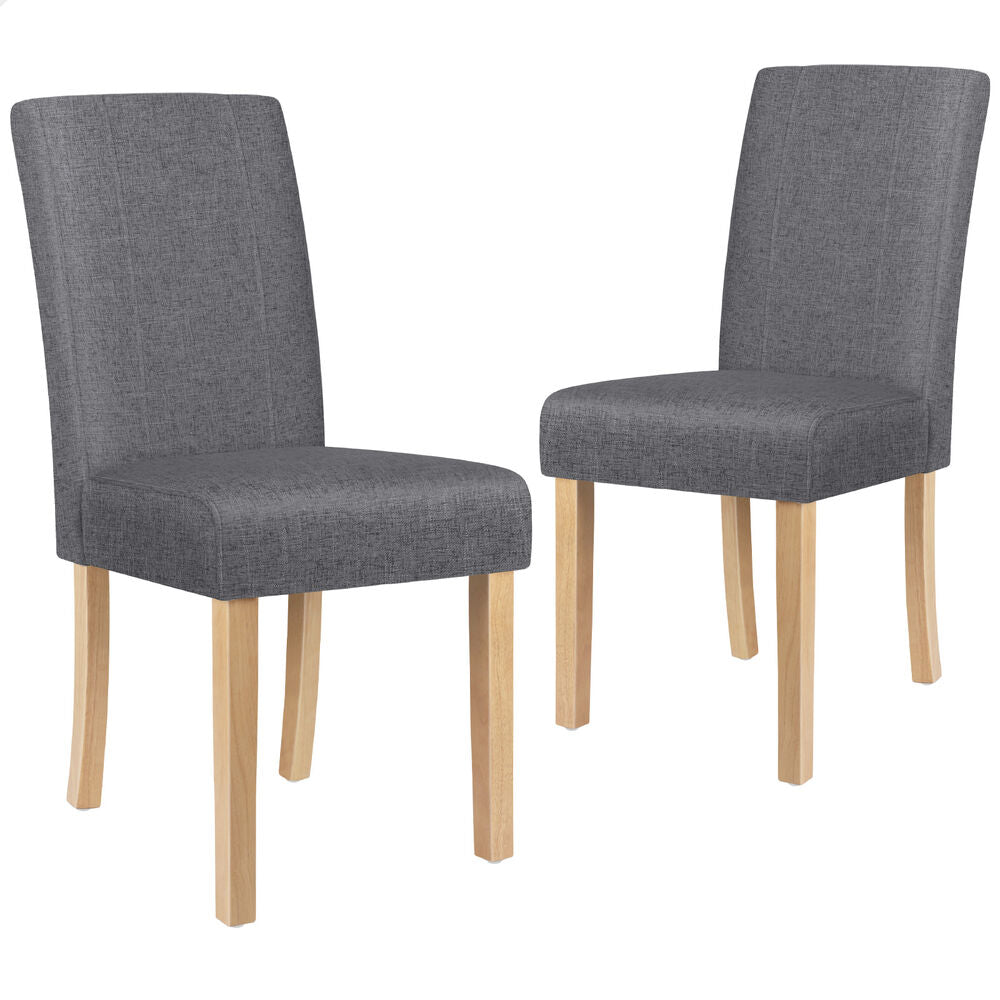 ALFORDSON 2x Dining Chair Cafe Kitchen Lounge Padded High-Back Wood Fabric Grey