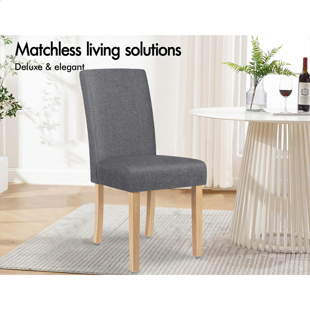 ALFORDSON 2x Dining Chair Cafe Kitchen Lounge Padded High-Back Wood Fabric Grey