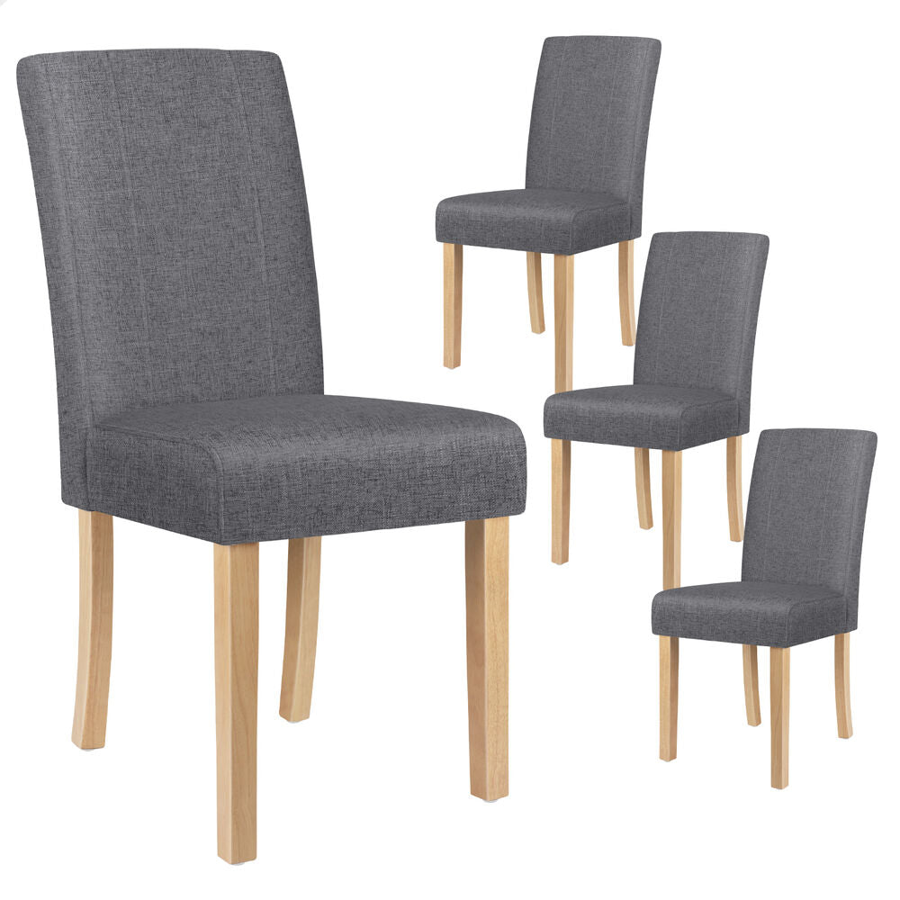 ALFORDSON 4x Dining Chair Cafe Kitchen Lounge Padded High-Back Wood Fabric Grey
