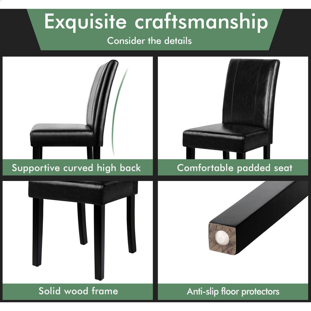 ALFORDSON 2x Dining Chairs Cafe Kitchen High-Back Chair Glossy PU Leather Black