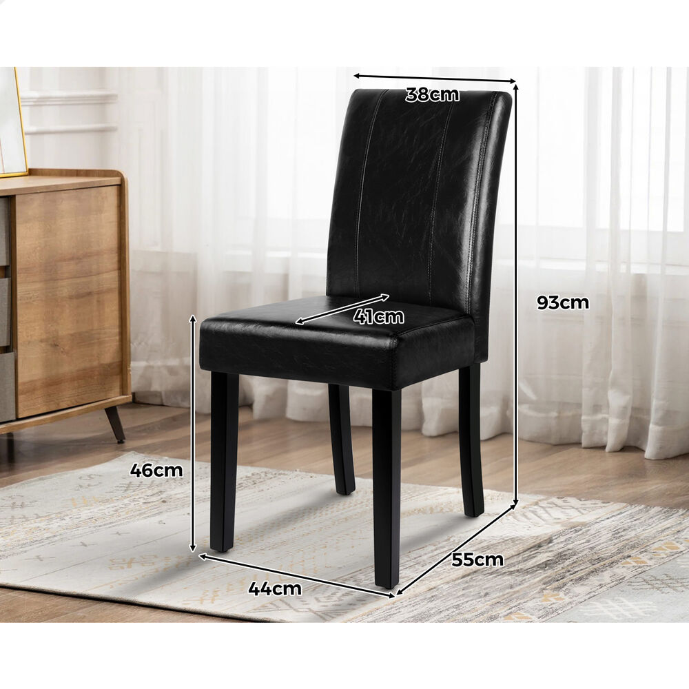 ALFORDSON 2x Dining Chairs Cafe Kitchen High-Back Chair Glossy PU Leather Black