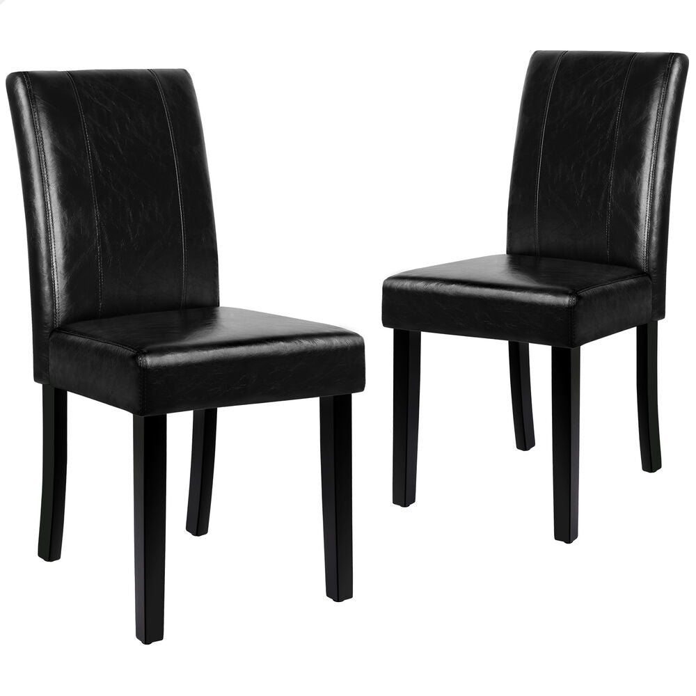 ALFORDSON 2x Dining Chairs Cafe Kitchen High-Back Chair Glossy PU Leather Black
