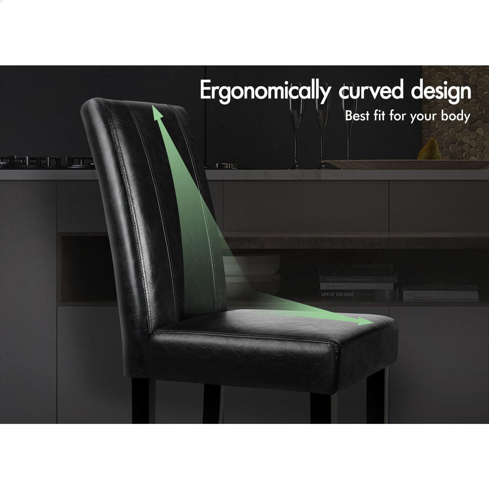 ALFORDSON 2x Dining Chairs Cafe Kitchen High-Back Chair Glossy PU Leather Black