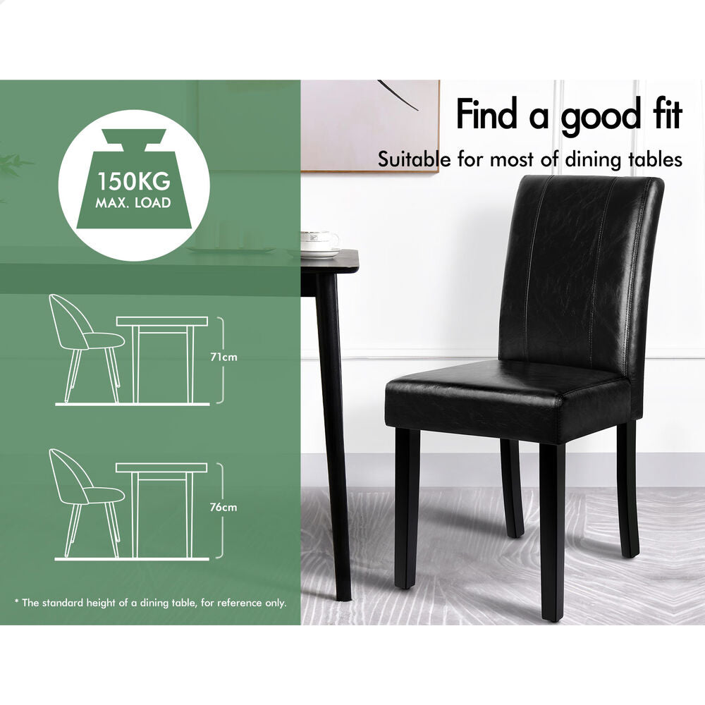 ALFORDSON 2x Dining Chairs Cafe Kitchen High-Back Chair Glossy PU Leather Black