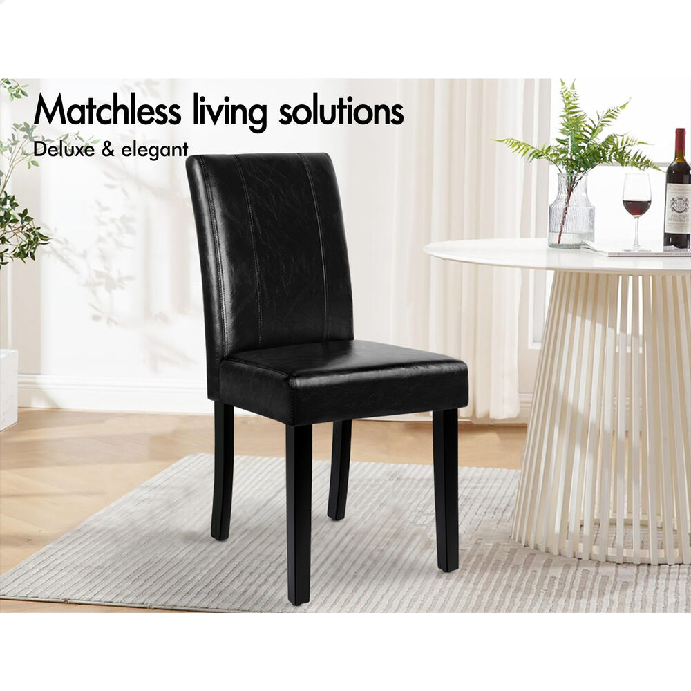 ALFORDSON 2x Dining Chairs Cafe Kitchen High-Back Chair Glossy PU Leather Black