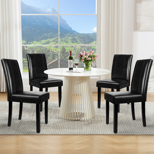 ALFORDSON 4x Dining Chairs Cafe Kitchen High-Back Chair Glossy PU Leather Black