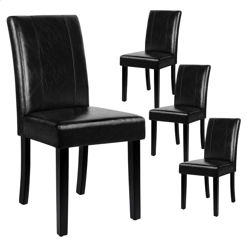 ALFORDSON 4x Dining Chairs Cafe Kitchen High-Back Chair Glossy PU Leather Black