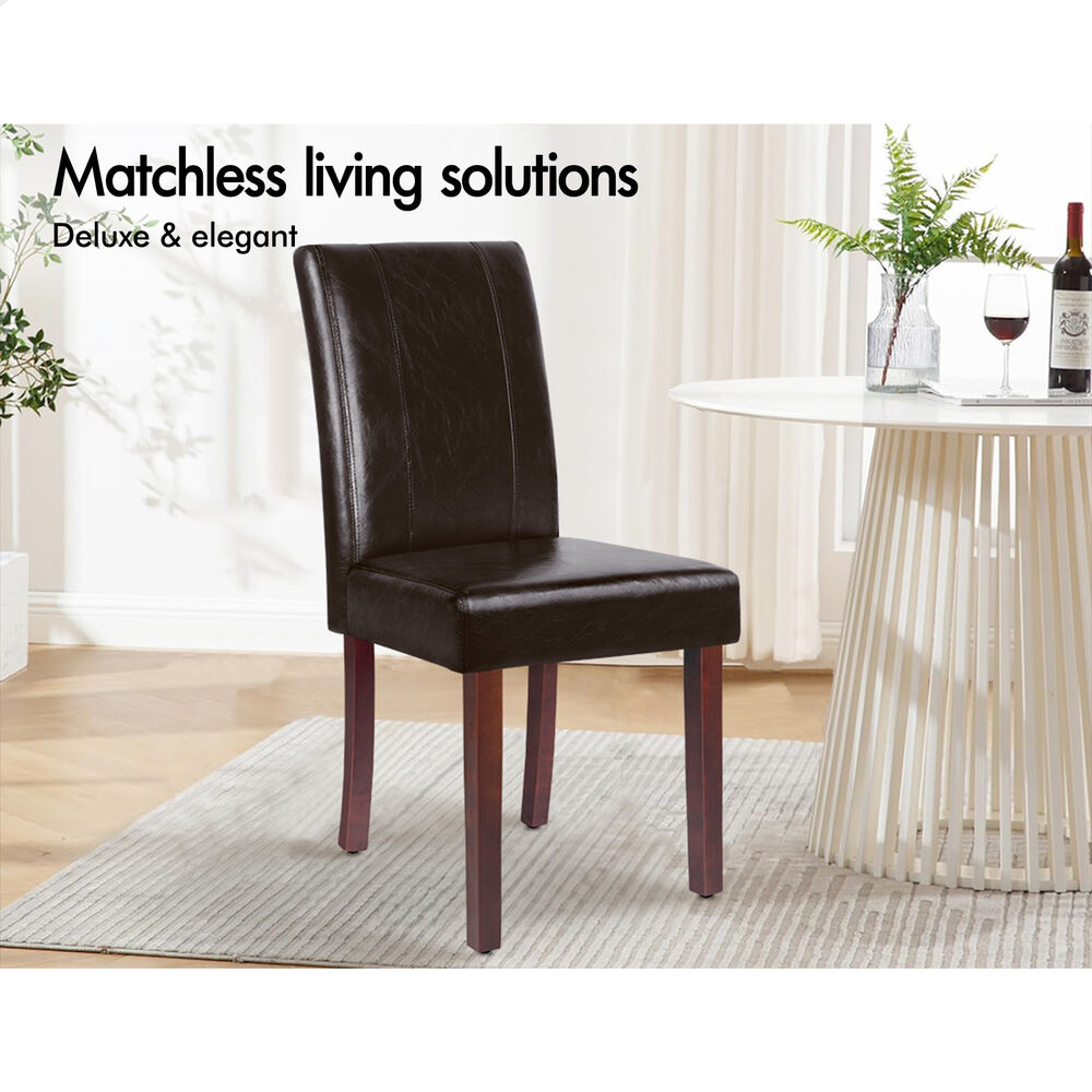 ALFORDSON 4x Dining Chairs Cafe Kitchen High-Back Chair Glossy PU Leather Brown