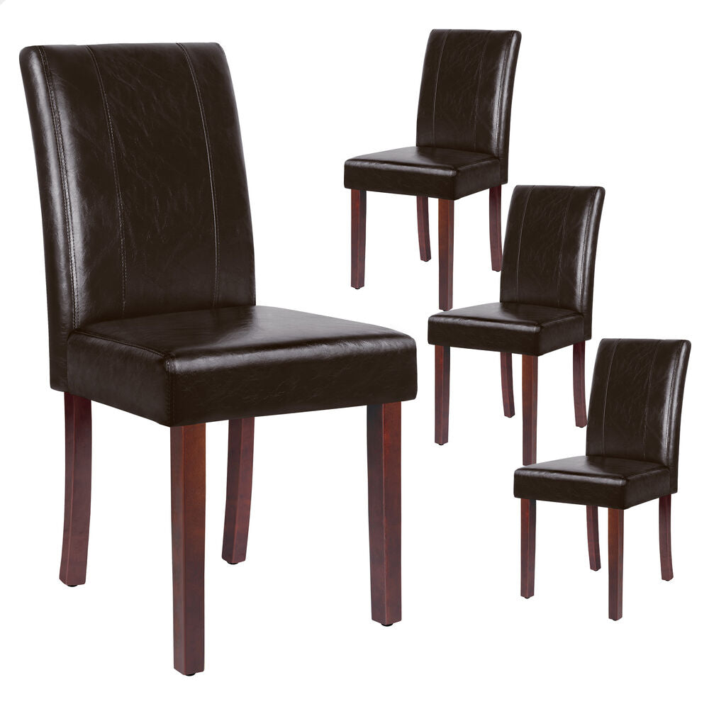 ALFORDSON 4x Dining Chairs Cafe Kitchen High-Back Chair Glossy PU Leather Brown