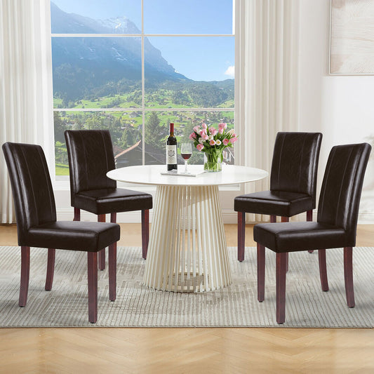 ALFORDSON 4x Dining Chairs Cafe Kitchen High-Back Chair Glossy PU Leather Brown