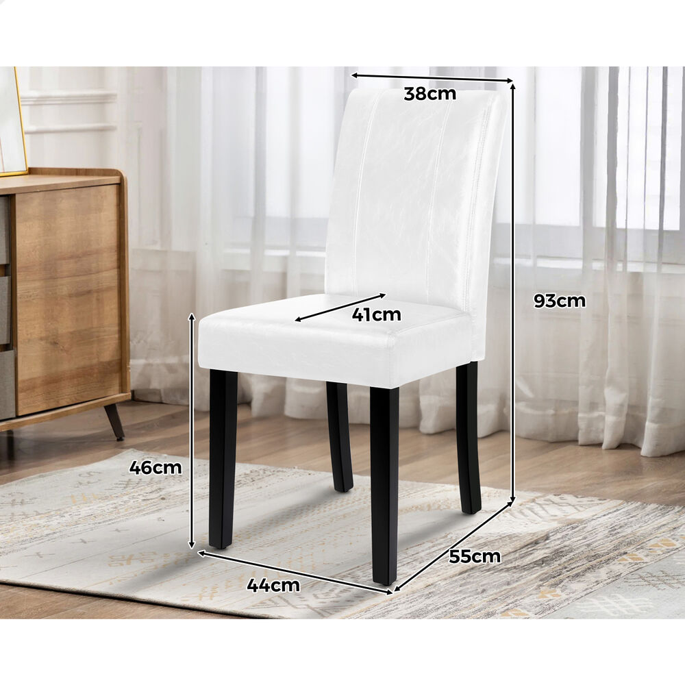 ALFORDSON 2x Dining Chairs Cafe Kitchen High-Back Chair Glossy PU Leather White