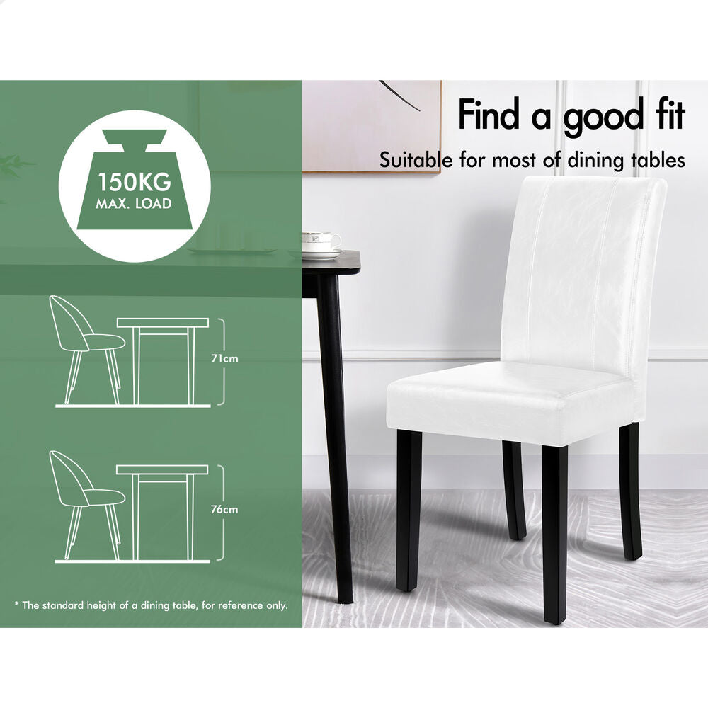 ALFORDSON 2x Dining Chairs Cafe Kitchen High-Back Chair Glossy PU Leather White