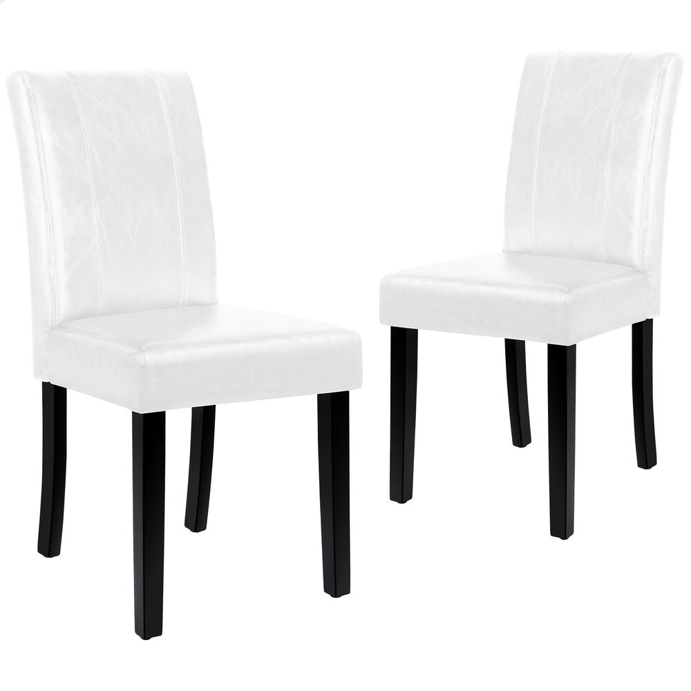 ALFORDSON 2x Dining Chairs Cafe Kitchen High-Back Chair Glossy PU Leather White