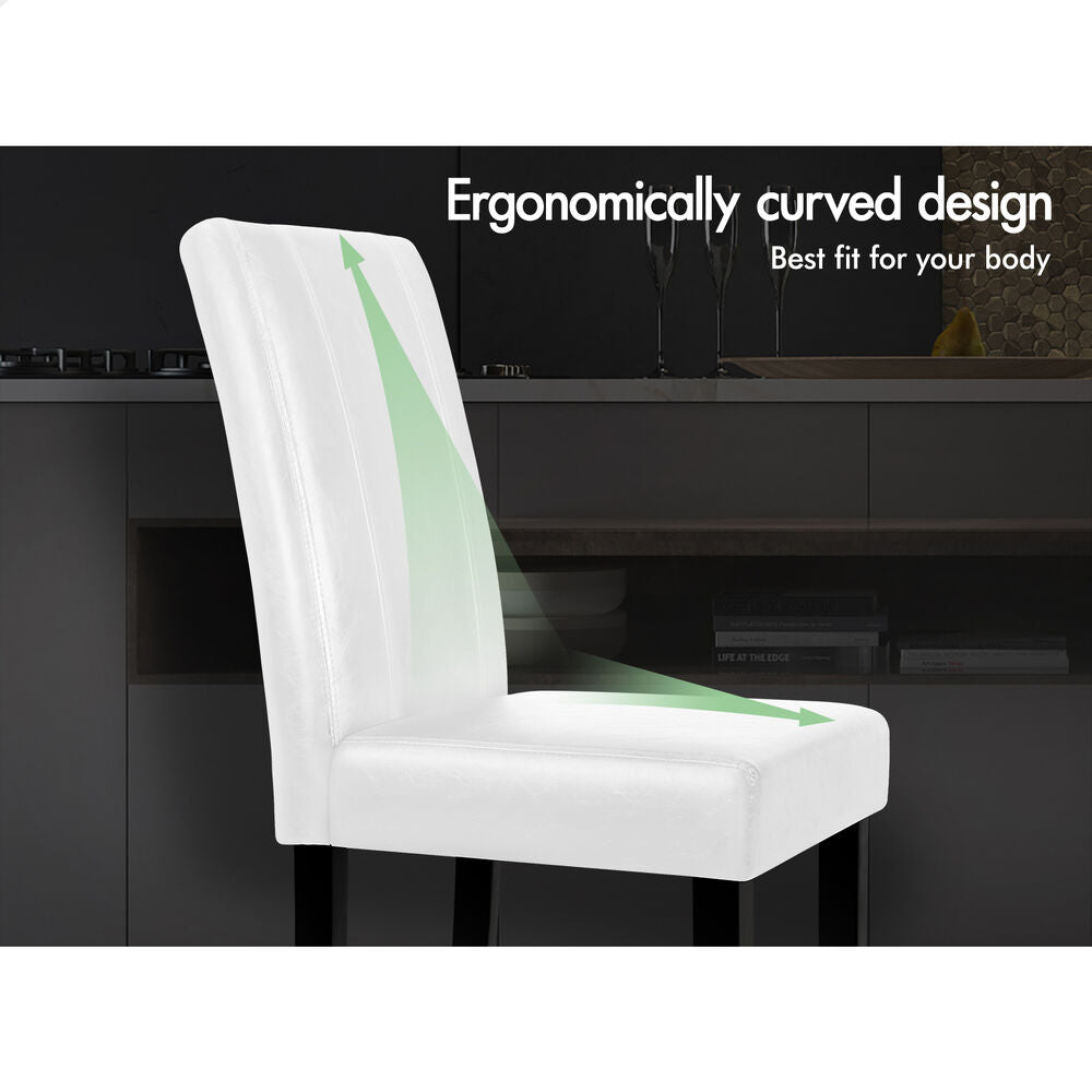 ALFORDSON 2x Dining Chairs Cafe Kitchen High-Back Chair Glossy PU Leather White