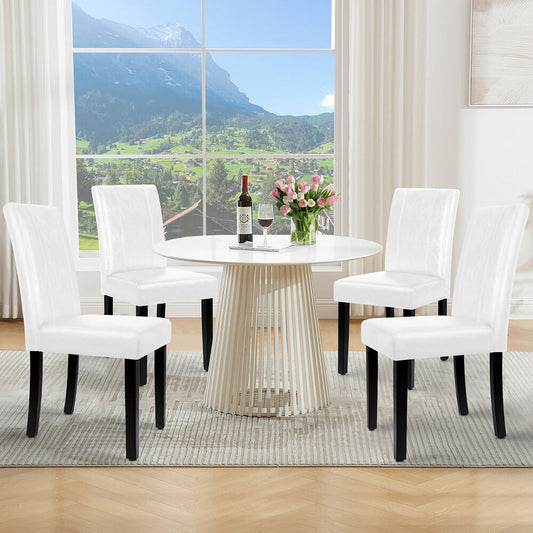 ALFORDSON 4x Dining Chairs Cafe Kitchen High-Back Chair Glossy PU Leather White