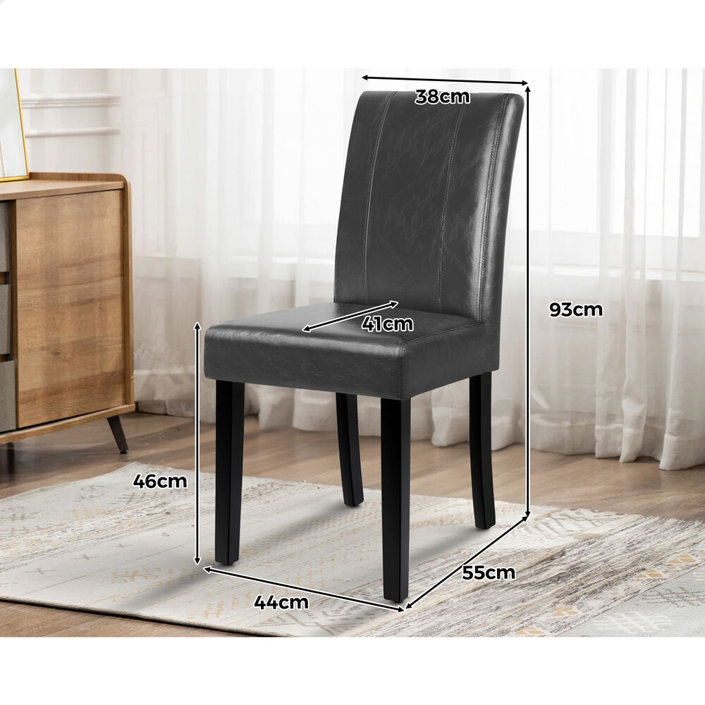 ALFORDSON 2x Dining Chairs Cafe Kitchen Chair High-Back Wooden PU Leather Grey