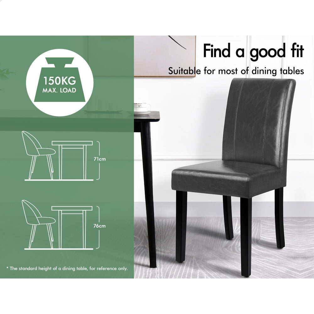 ALFORDSON 2x Dining Chairs Cafe Kitchen Chair High-Back Wooden PU Leather Grey