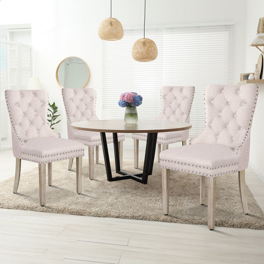 ALFORDSON 4x Dining Chairs Kitchen Lounge Padded Diamond Tufted Fabric Beige