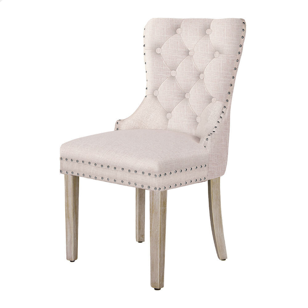 ALFORDSON 4x Dining Chairs Kitchen Lounge Padded Diamond Tufted Fabric Beige