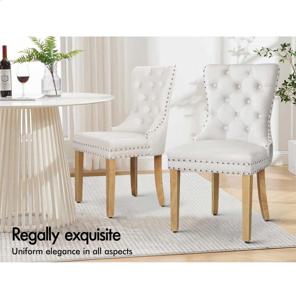 ALFORDSON 2x Dining Chairs Kitchen Lounge Velvet White