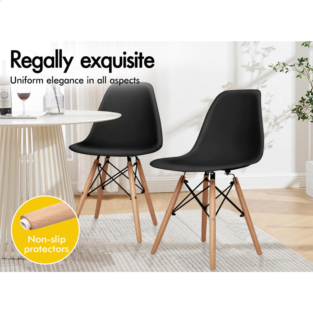 ALFORDSON 4x Dining Chairs Retro Solid Wood Steel Black