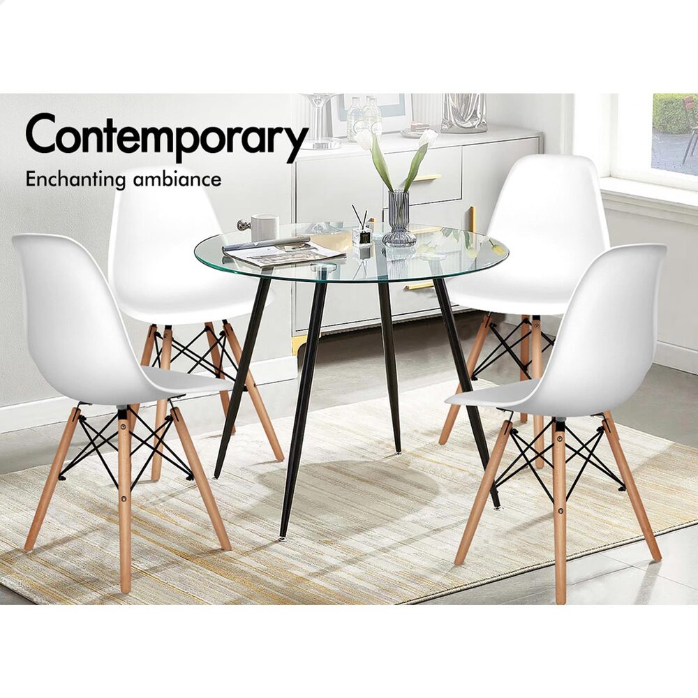 ALFORDSON 4x Dining Chairs Retro Solid Wood Steel White