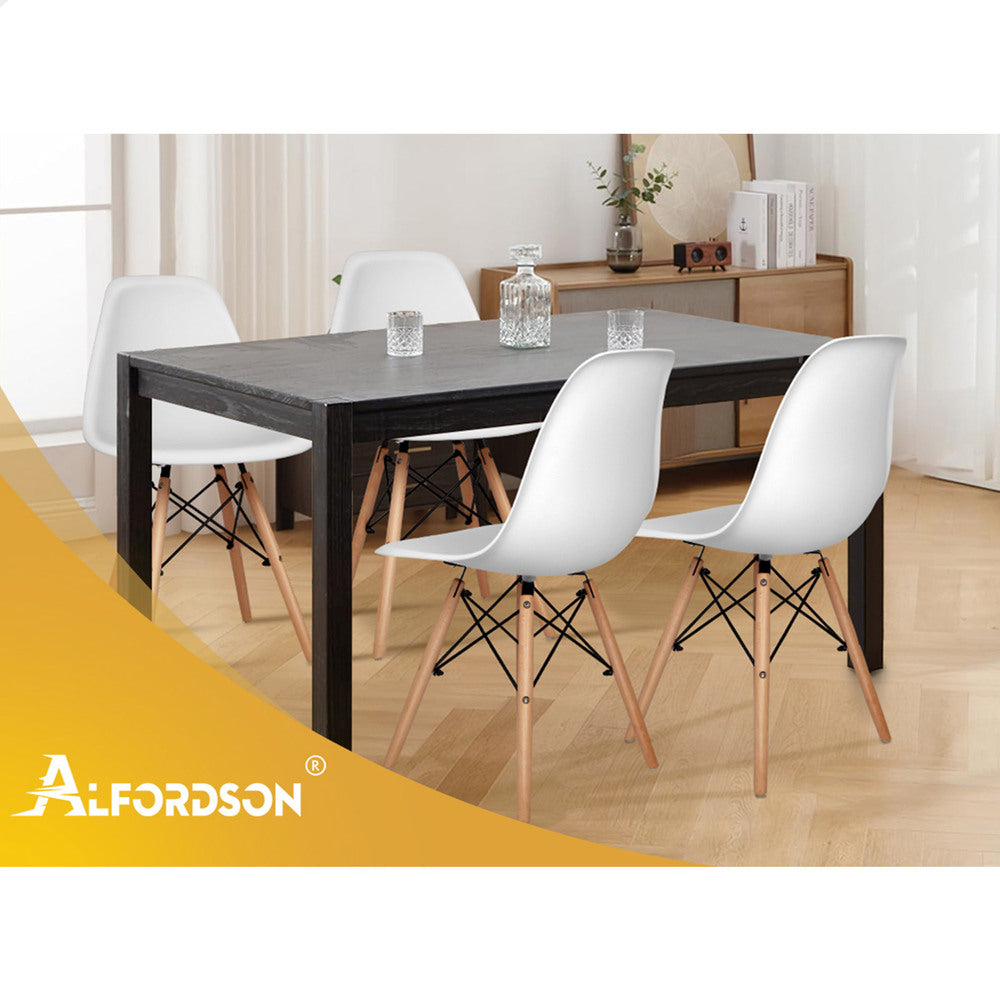 ALFORDSON 4x Dining Chairs Retro Solid Wood Steel White