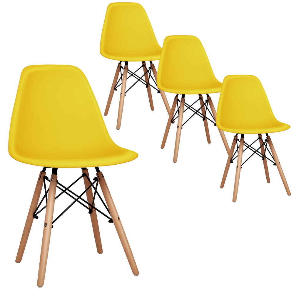 ALFORDSON 4x Dining Chairs Retro Solid Wood Steel Yellow