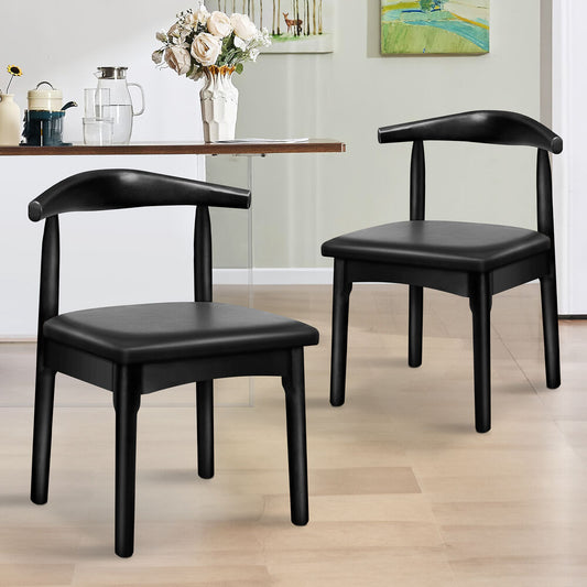 ALFORDSON 2x Dining Chair Kitchen Lounge Cafe Retro Wood PU Leather Seat Black