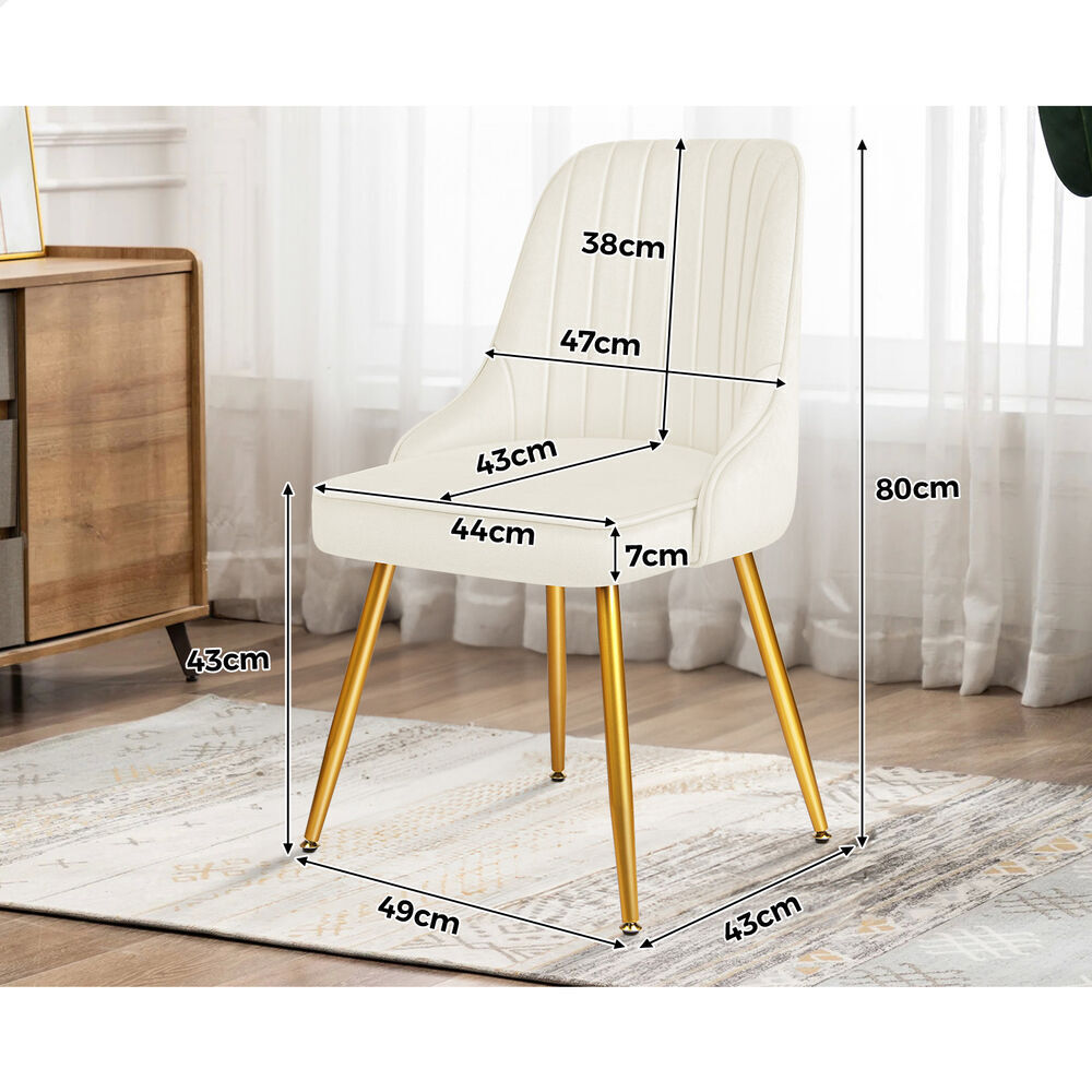 ALFORDSON 2x Dining Chairs Kitchen Accent Lounge Padded Tufted Seat Velvet Beige