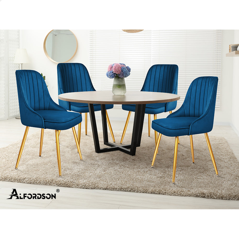 ALFORDSON 2x Dining Chairs Velvet Blue