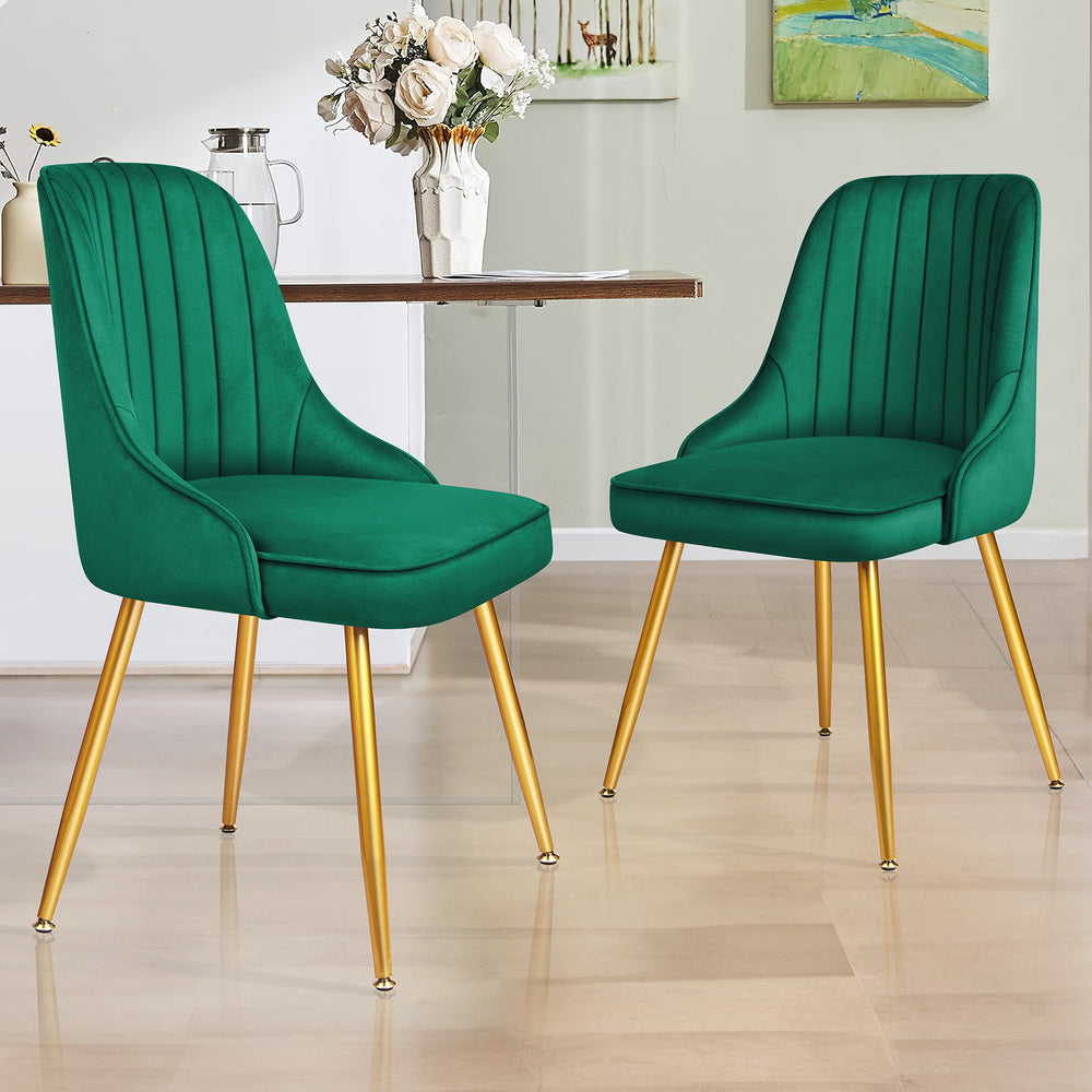 ALFORDSON 2x Dining Chairs Velvet Green