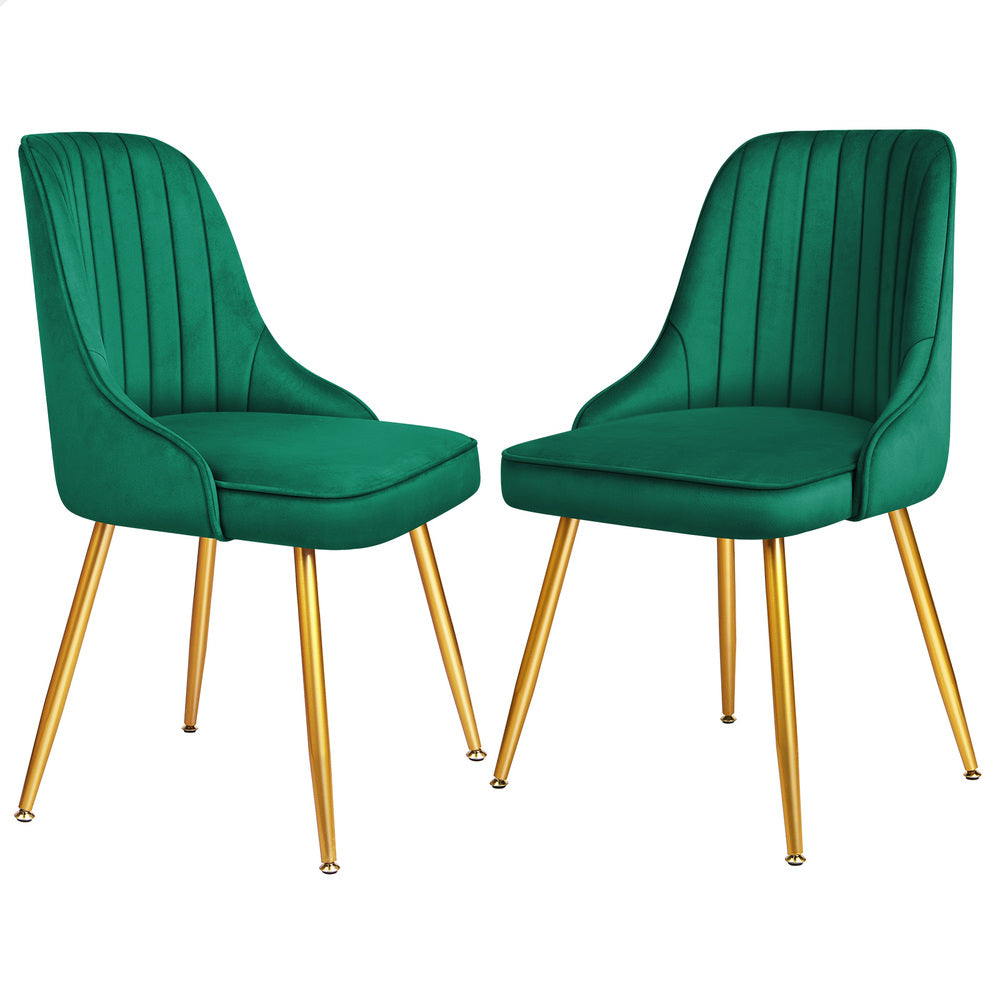 ALFORDSON 2x Dining Chairs Velvet Green