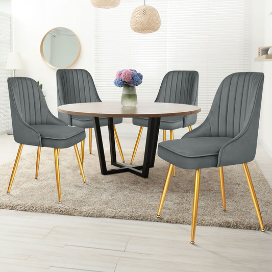 ALFORDSON 4x Dining Chairs Kitchen Accent Lounge Padded Tufted Seat Velvet Grey