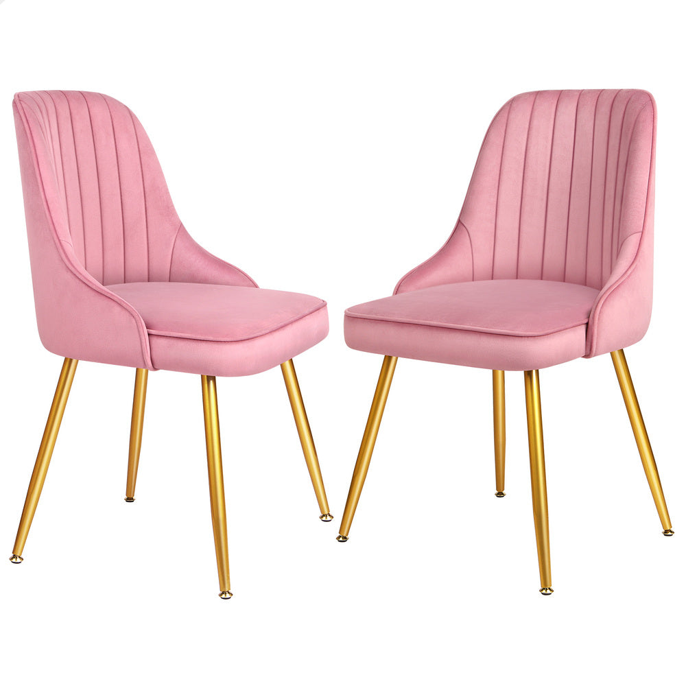 ALFORDSON 2x Dining Chairs Velvet Pink