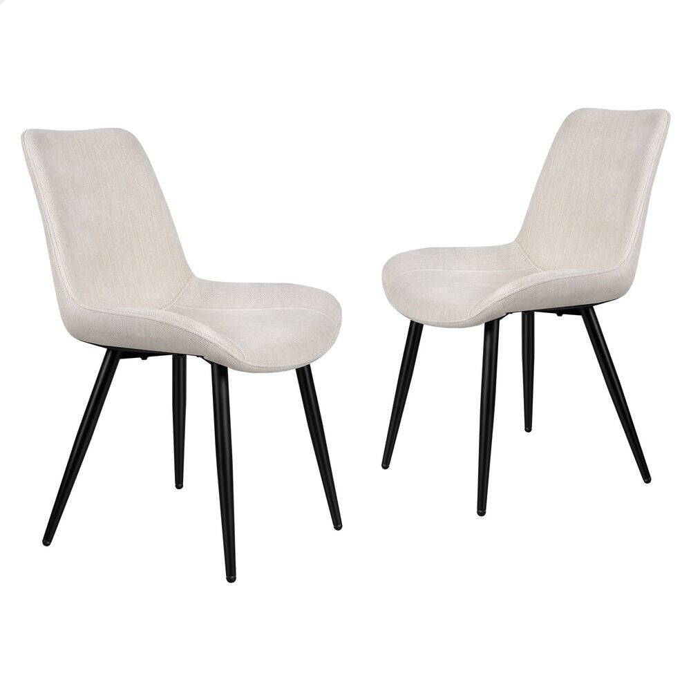 ALFORDSON 2x Dining Chairs Kitchen Accent Cafe Lounge Seat Metal Chenille Beige