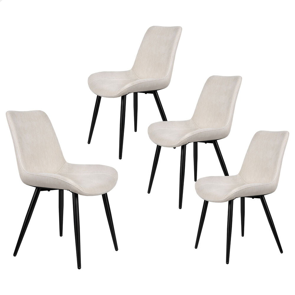 ALFORDSON 4x Dining Chairs Kitchen Accent Cafe Lounge Seat Metal Chenille Beige