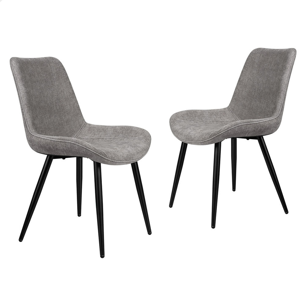 ALFORDSON 2x Dining Chair Kitchen Accent Lounge Padded Seat Metal Chenille Grey