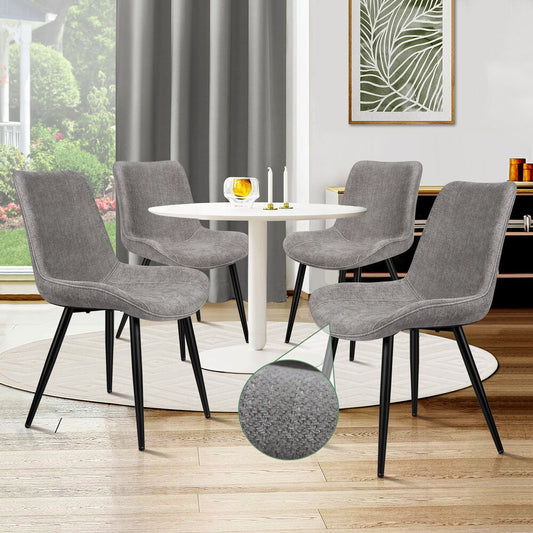 ALFORDSON 4x Dining Chair Kitchen Accent Lounge Padded Seat Metal Chenille Grey