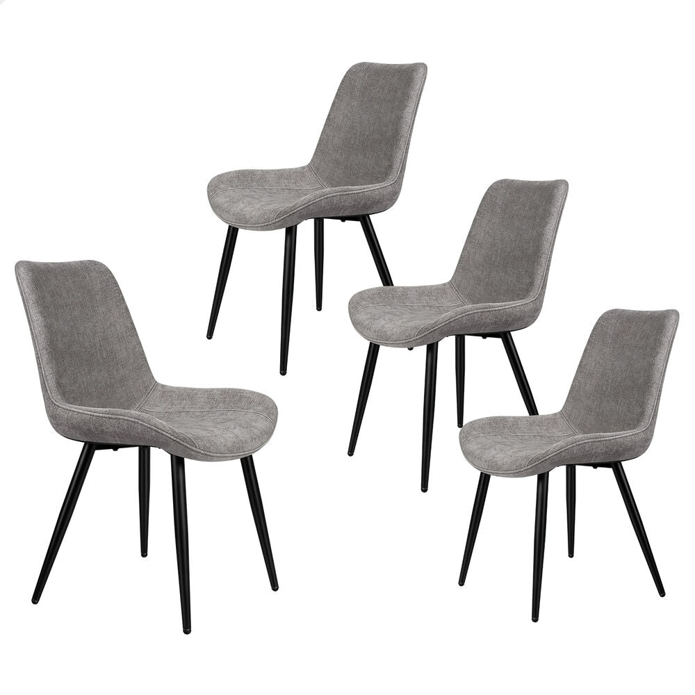ALFORDSON 4x Dining Chair Kitchen Accent Lounge Padded Seat Metal Chenille Grey