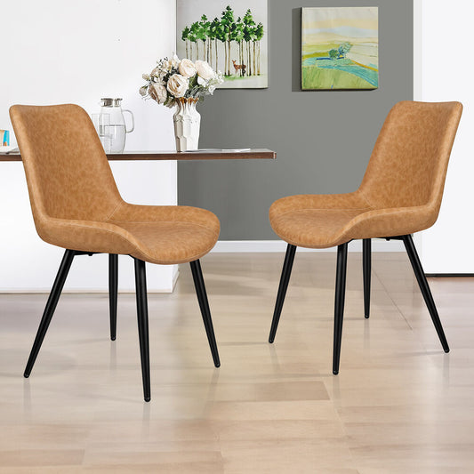 ALFORDSON 2x Dining Chairs Kitchen Accent Lounge Seat Retro PU Leather Brown