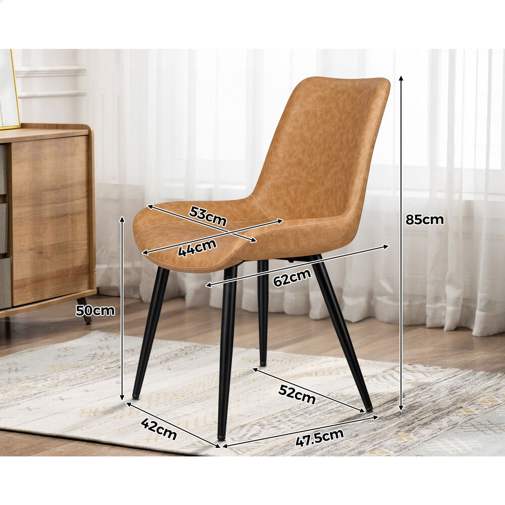 ALFORDSON 2x Dining Chairs Kitchen Accent Lounge Seat Retro PU Leather Brown