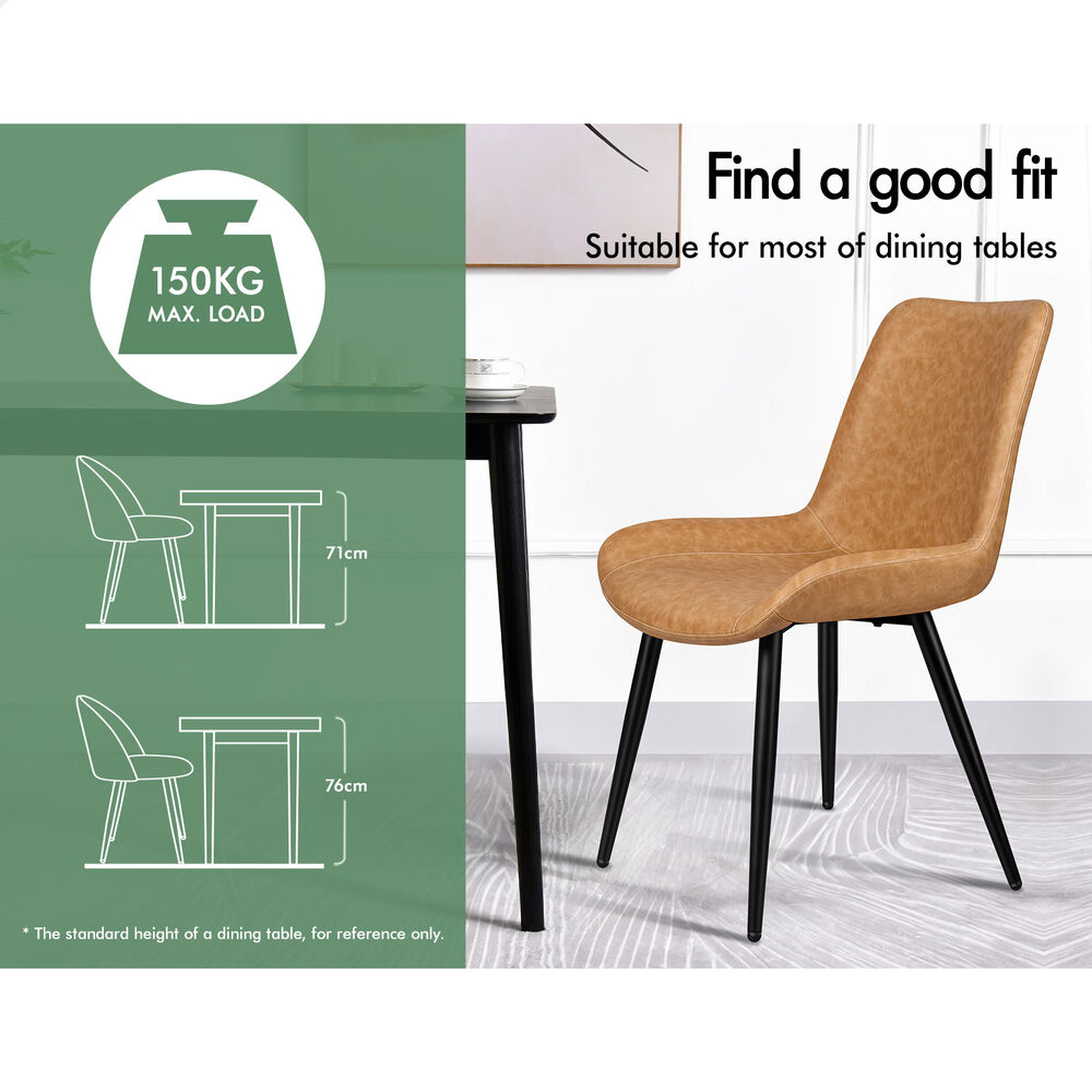 ALFORDSON 2x Dining Chairs Kitchen Accent Lounge Seat Retro PU Leather Brown