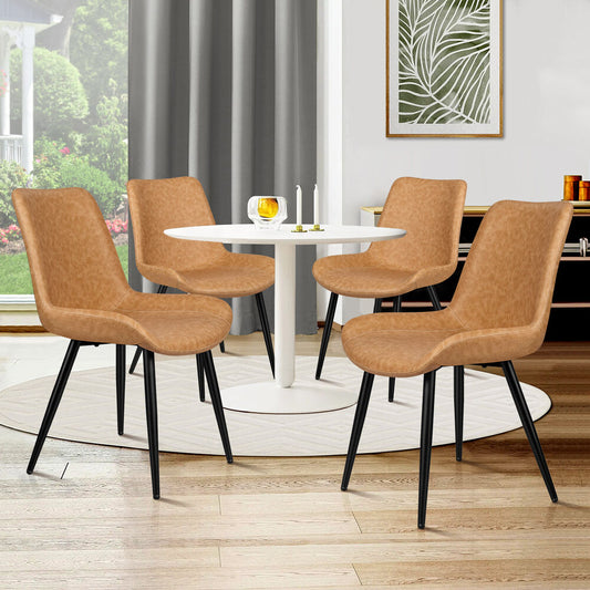 ALFORDSON 4x Dining Chairs Kitchen Accent Lounge Seat Retro PU Leather Brown