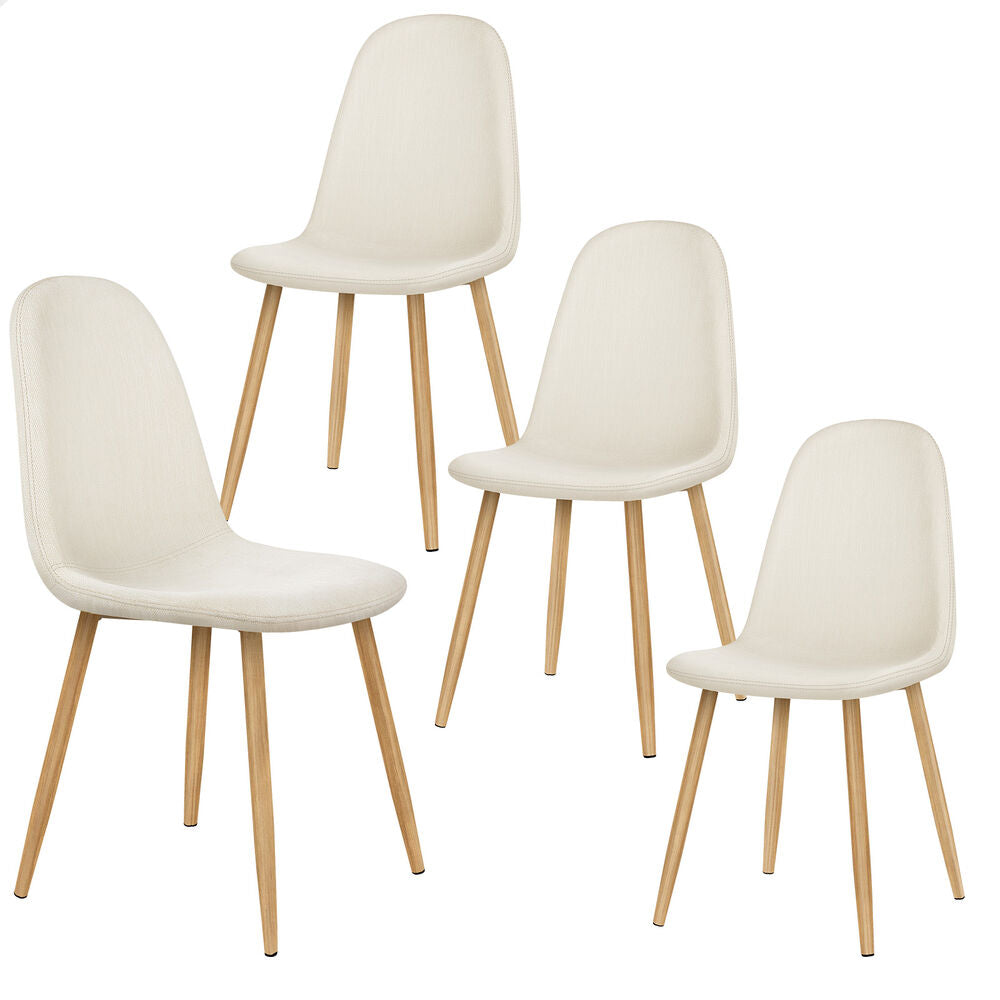 ALFORDSON 4x Dining Chair Kitchen Accent Cafe Lounge Padded Seat Chenille Beige