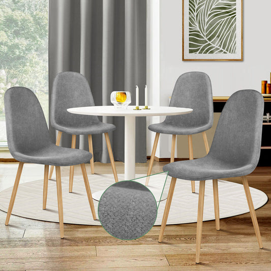 ALFORDSON 4x Dining Chair Kitchen Accent Cafe Lounge Padded Seat Chenille Grey