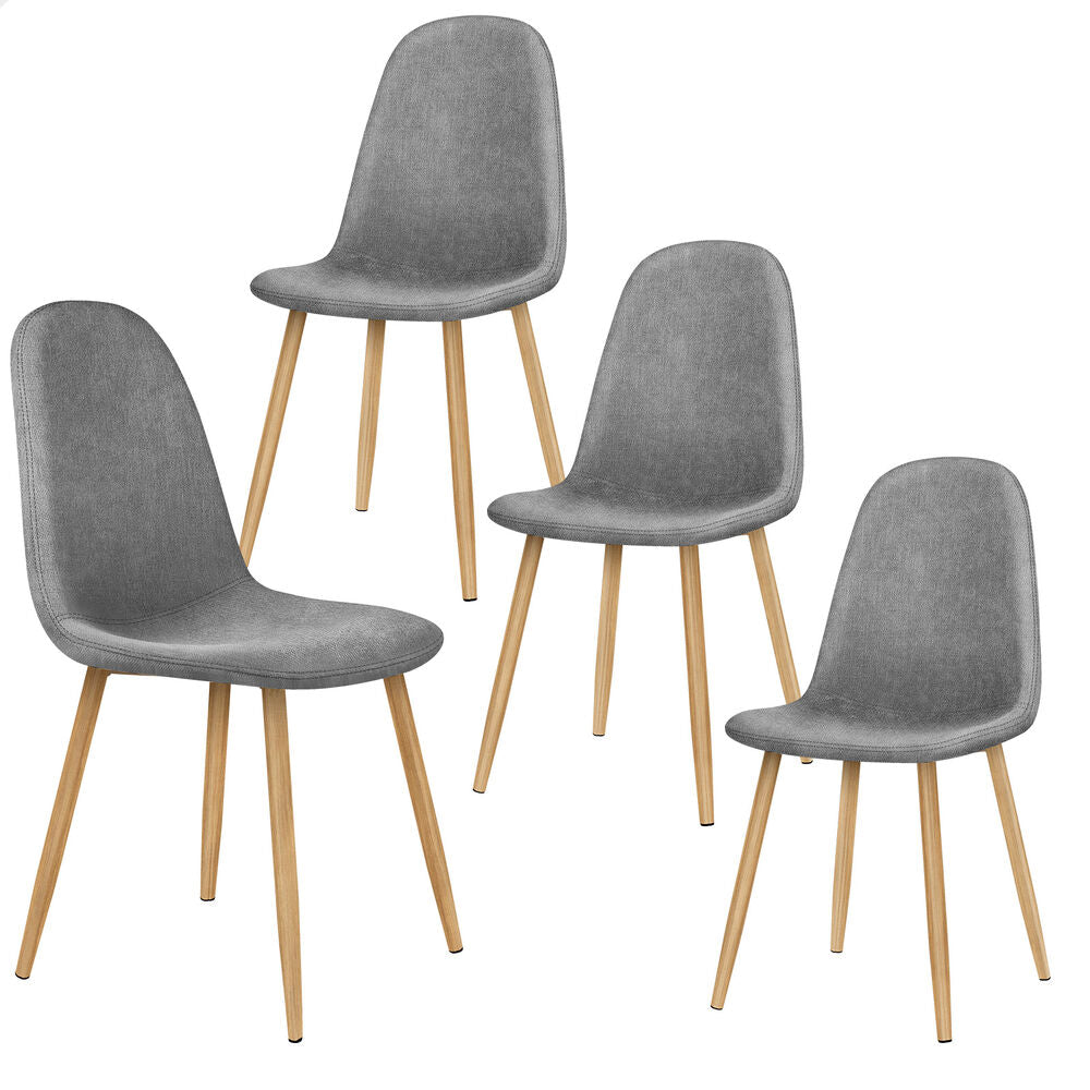 ALFORDSON 4x Dining Chair Kitchen Accent Cafe Lounge Padded Seat Chenille Grey