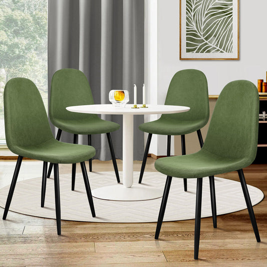 ALFORDSON 4x Dining Chair Kitchen Accent Cafe Lounge Upholstered Corduroy Green